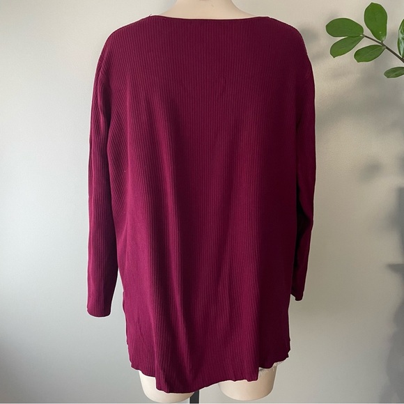 Addition Elle Ribbed Keyhole Front Knit Scoop Neck Sweater Burgundy Plus Size 4X - Picture 6 of 10